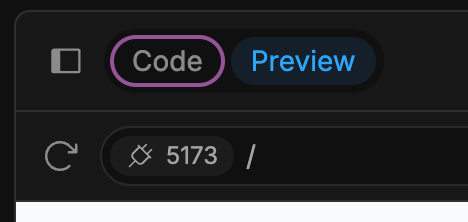 Inspecting the code in a Bolt.new app.
