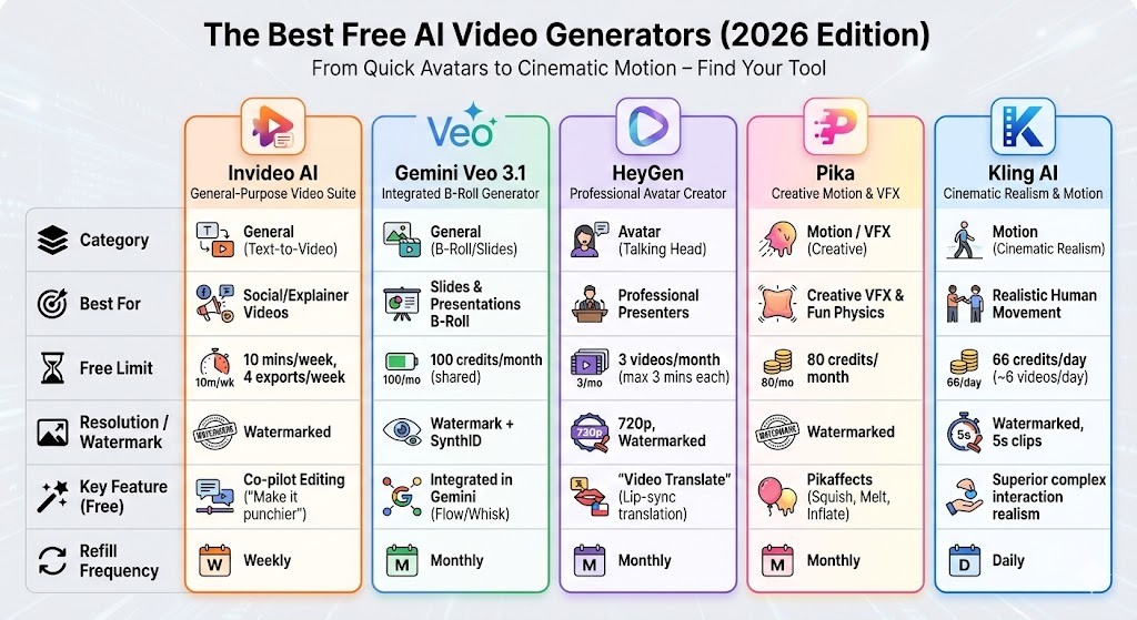 Free AI video generation tools