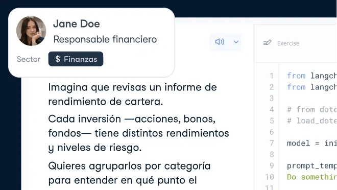 Capturas de pantalla de las rutas de aprendizaje y un gráfico de la actividad