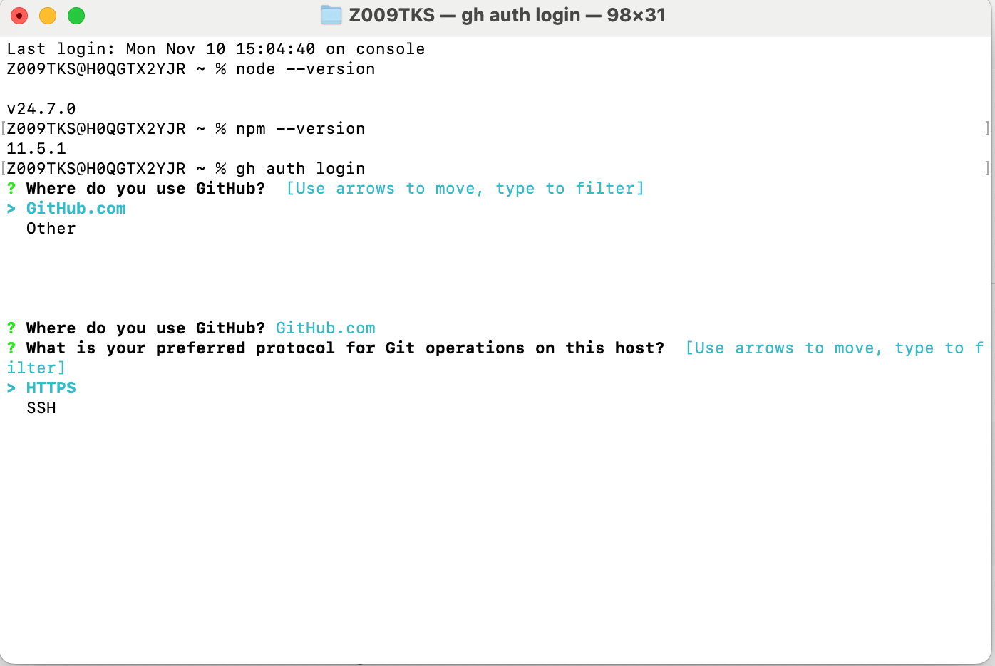 Authenticating GitHub CLI