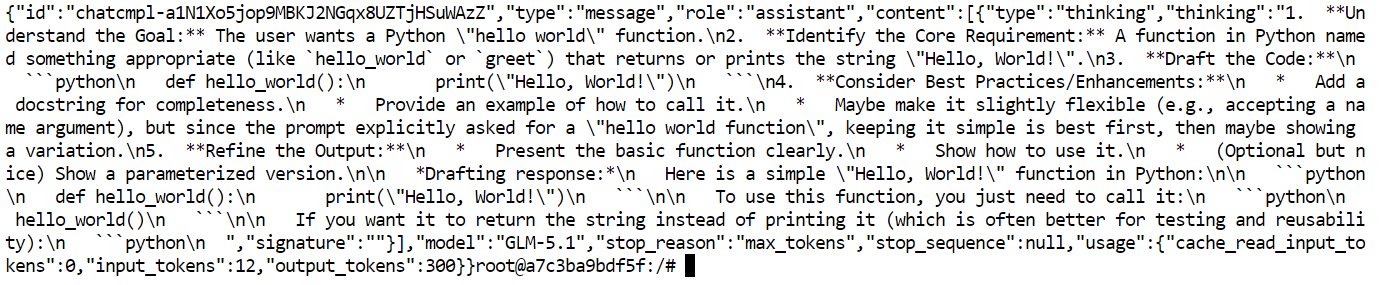 Response Generated by the Local GLM 5.1 API via cURL