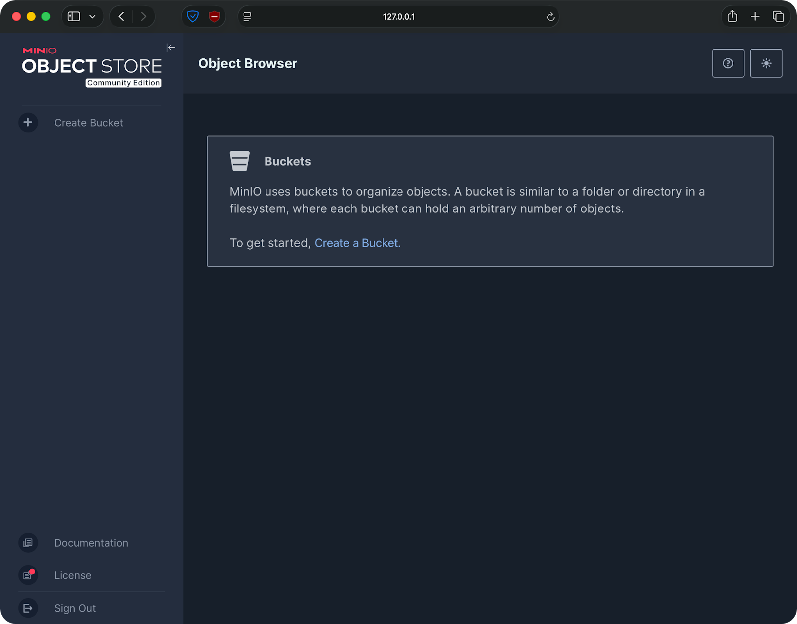 Image 4 - Creating a bucket through MinIO web UI