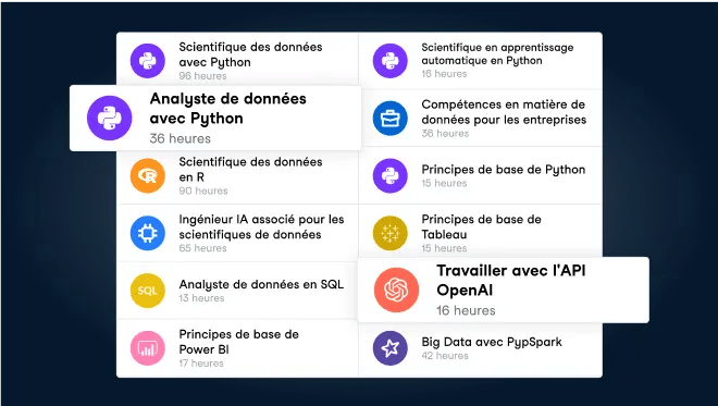 Capture d’écran de l’interface du campus pour un cours.