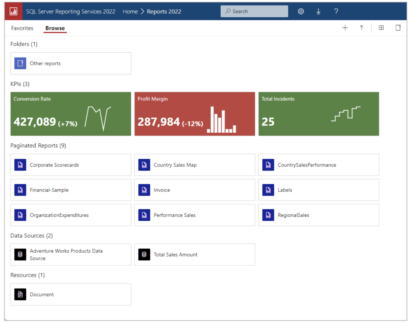 Ein Bild, das das SSRS-Webportal zeigt