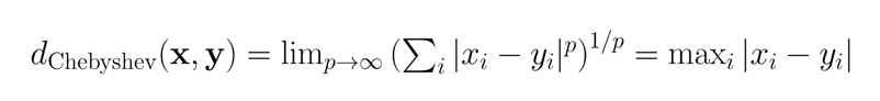 Chebyshev distance as a special case of Minkowski distance