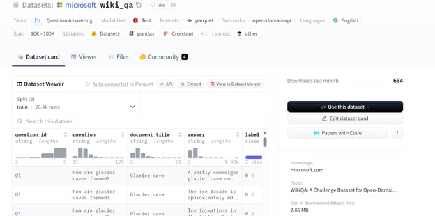 Wiki_QA-datasetrepository op de Hugging Face Hub.