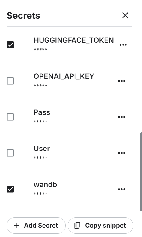 Configurando Cara Abrazada y la clave API de W&B como variable de entorno.