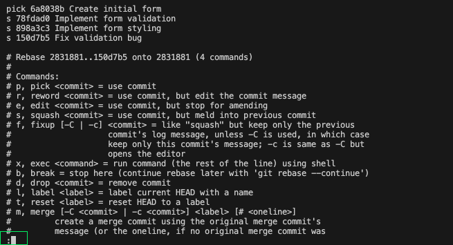 Digite um comando no editor de texto da CLI
