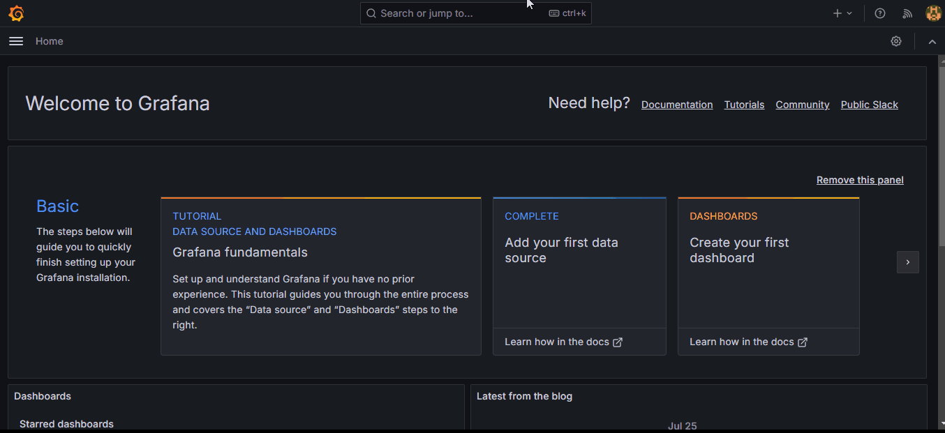 A GIF that shows how to create a Grafana dashboard