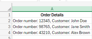 A table containing order details.