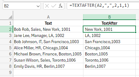 Using TEXTAFTER function to extract data