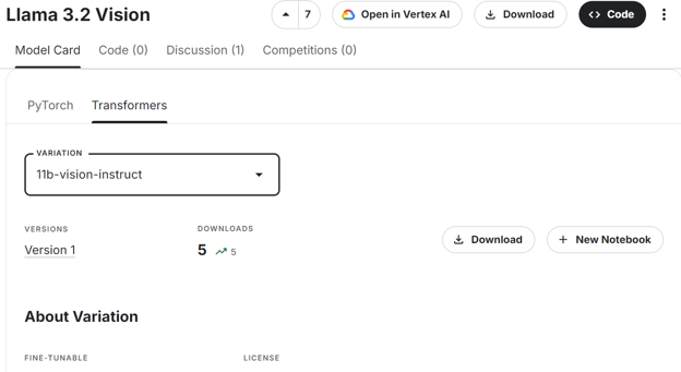 Memilih versi instruct Llama 3.2 Vision