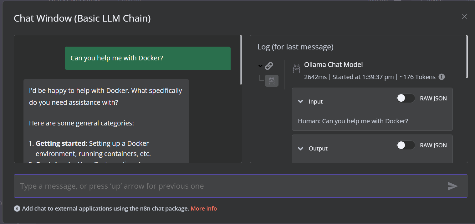 Running the AI workflow on n8n