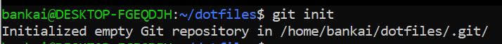 Imagem mostrando como inicializar o git em um repositório dotfile.