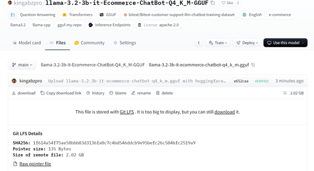 Mengunduh model GGUF terkuantisasi dari repositori.