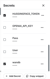 Mengatur variabel lingkungan Hugging Face dan W&B di notebook Kaggle.