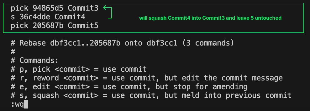 Exemplo de commit do Squash Two
