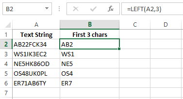 Fetching first 3 characters using LEFT function.