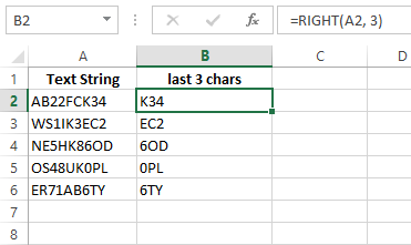 Fetching last 3 characters using RIGHT function.
