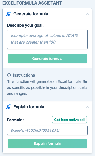 Asistente de fórmulas de Excel