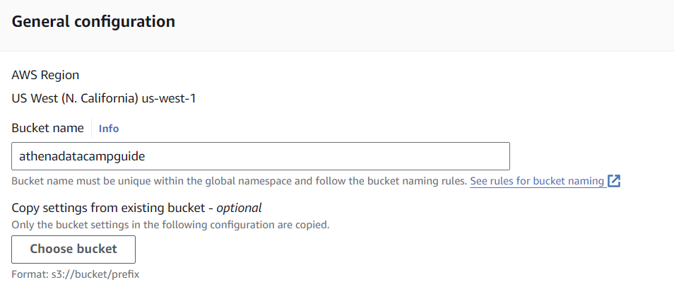 Criando um bucket no AWS com o nome athenadatacampguide