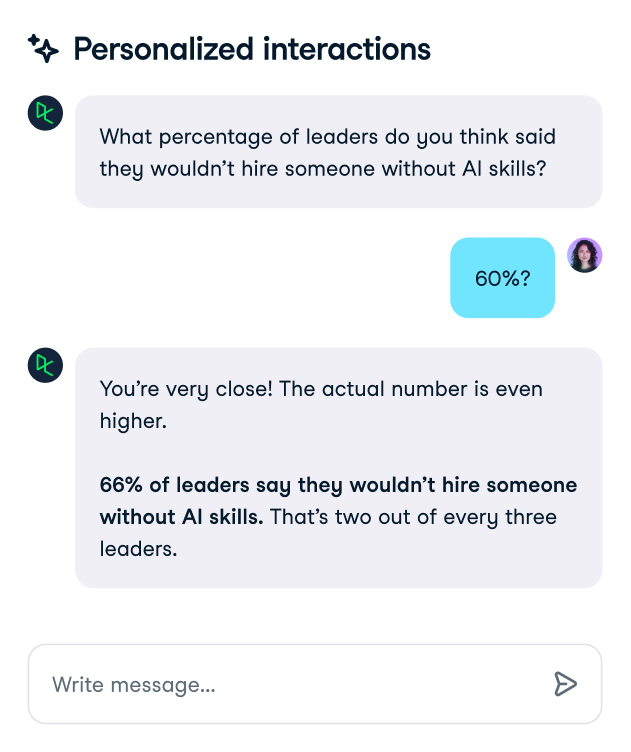A screenshot of personalized interactions