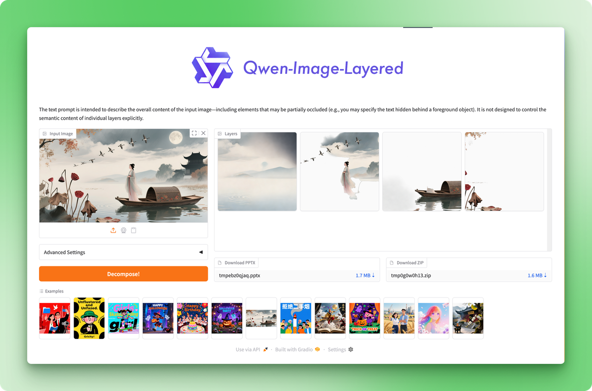 Qwen-Image-Layered Hugging Face Space interface