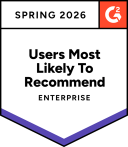 Users most likely to recommend - Enterprise - Spring 2026 (G2 Badge)