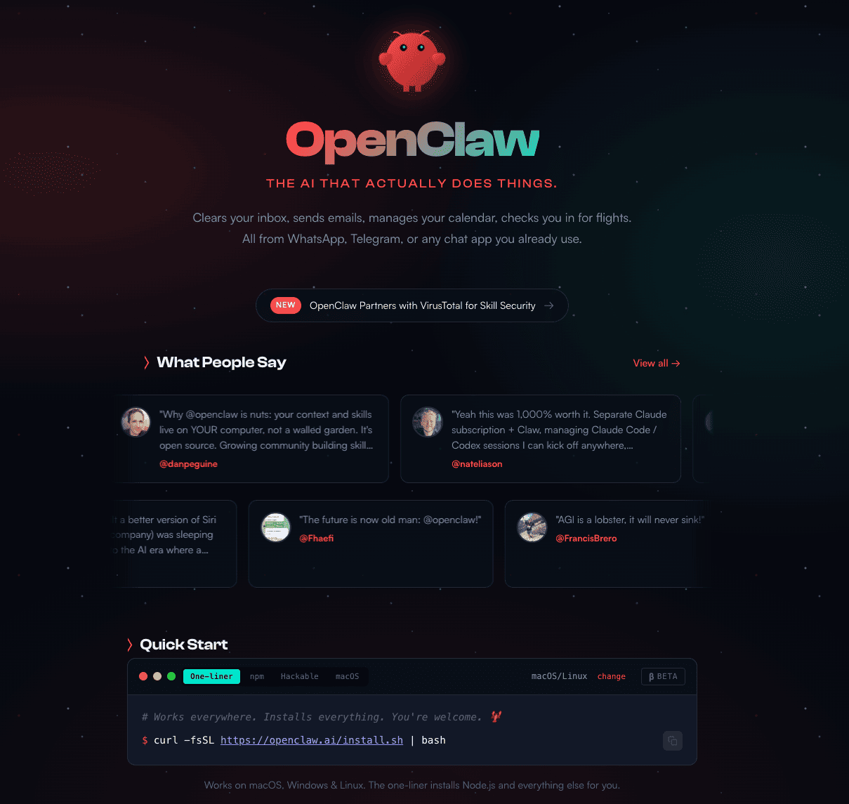 OpenClaw Home Screen