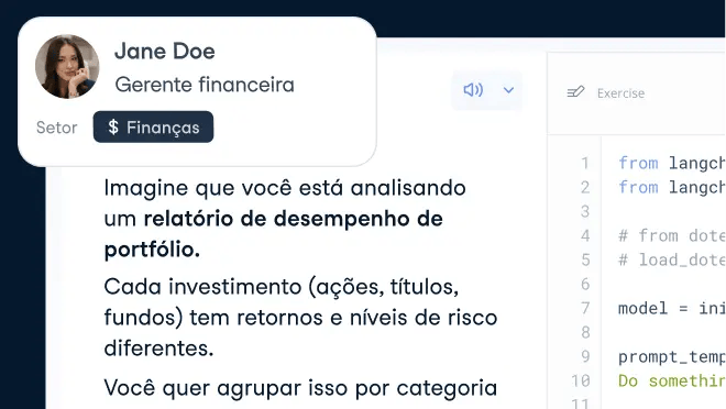 Capturas de tela de trilhas de aprendizagem e um gráfico de atividade