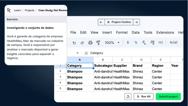 Capturas de tela da interface do usuário do projeto