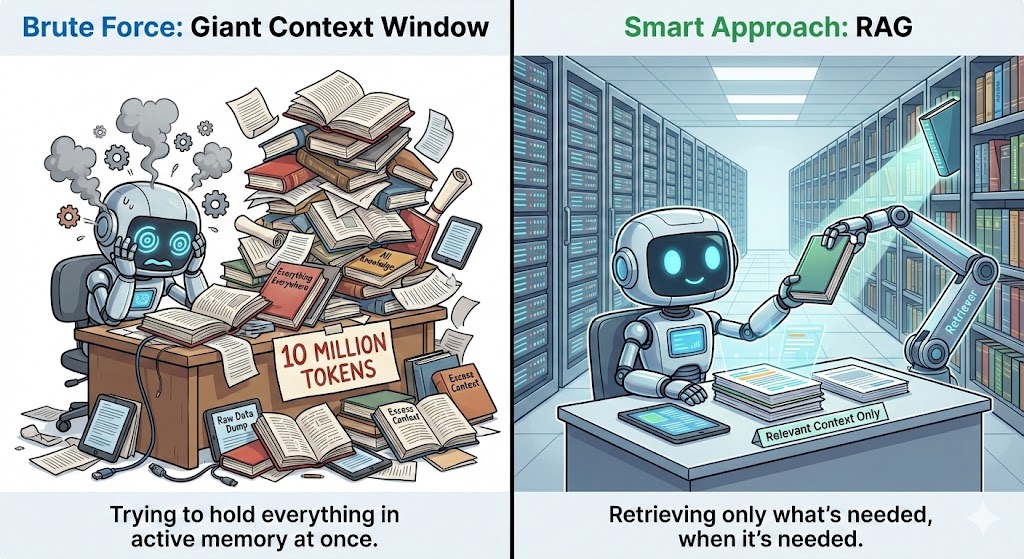 Comparación entre RAG y una ventana de contexto gigante