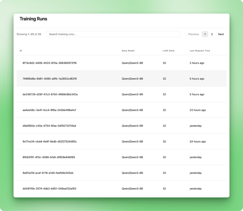 Tinker training-runs