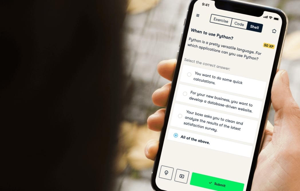 Phone with DataCamp Mobile