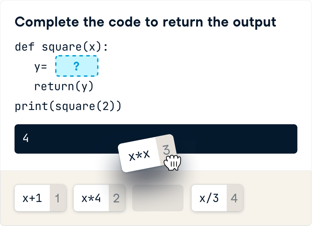 Screenshot of campus exercise and dragging answer