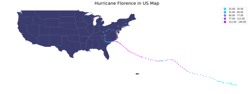 hurricane florence in us map