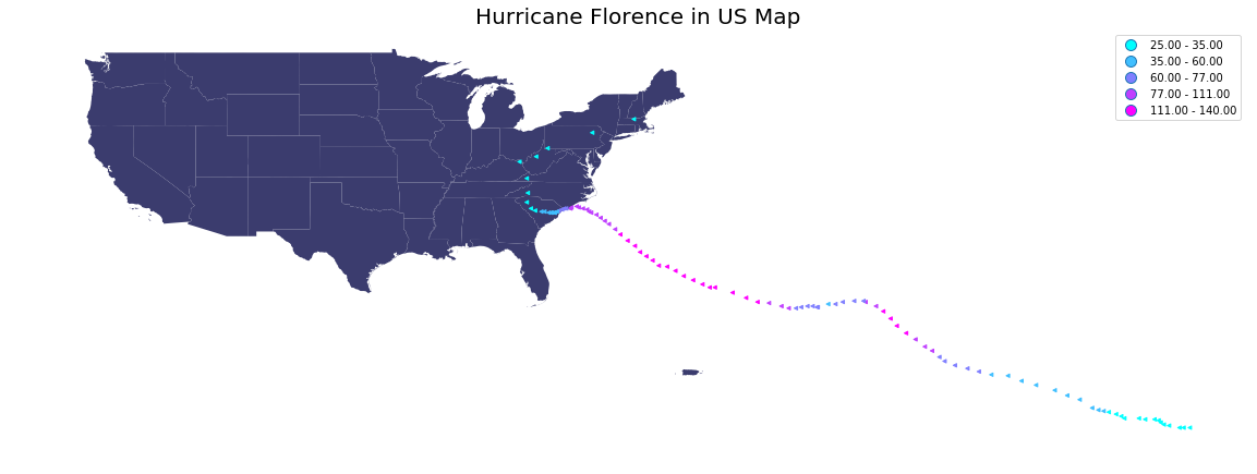 hurricane florence in us map