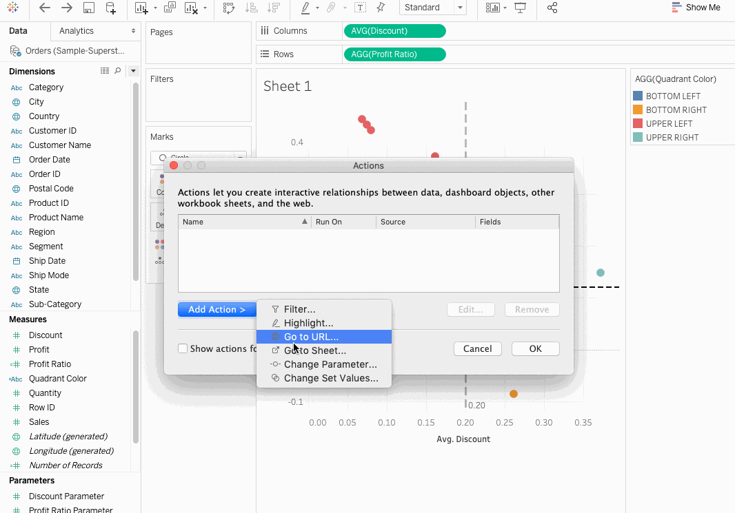 Naming Worksheet Action in Tableau