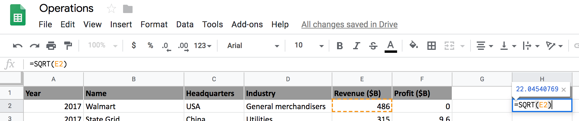 google sheets mathematical operations 11