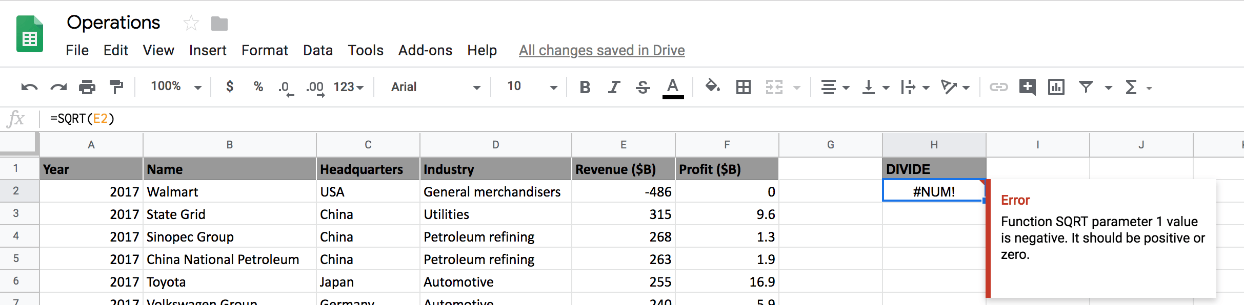 google sheets mathematical operations 12