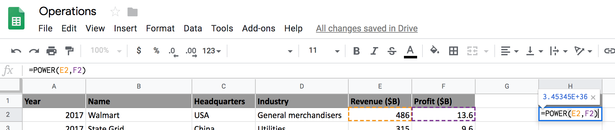google sheets mathematical operations 15