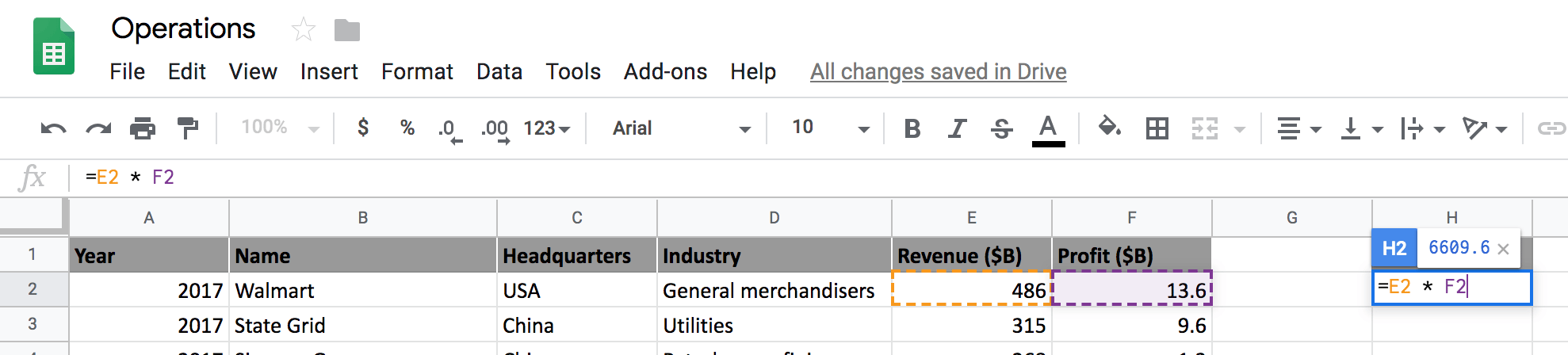 google sheets mathematical operations 5