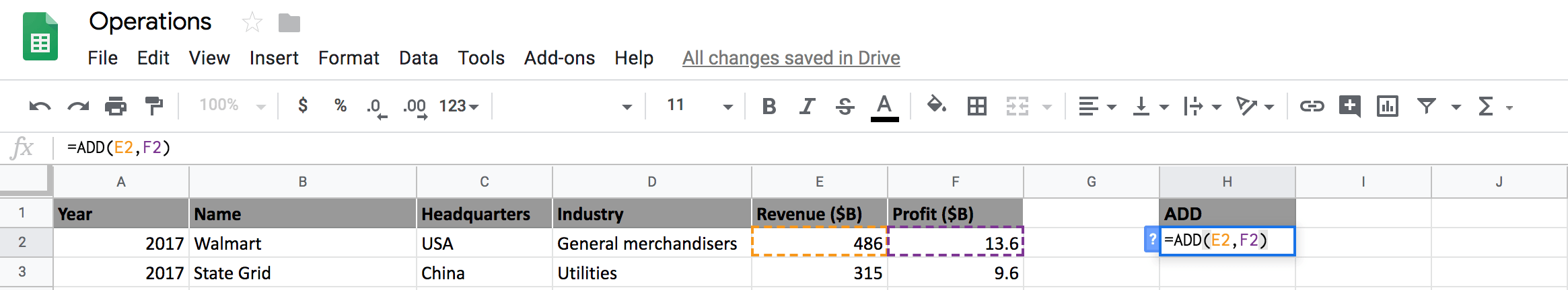 google sheets mathematical operations 1