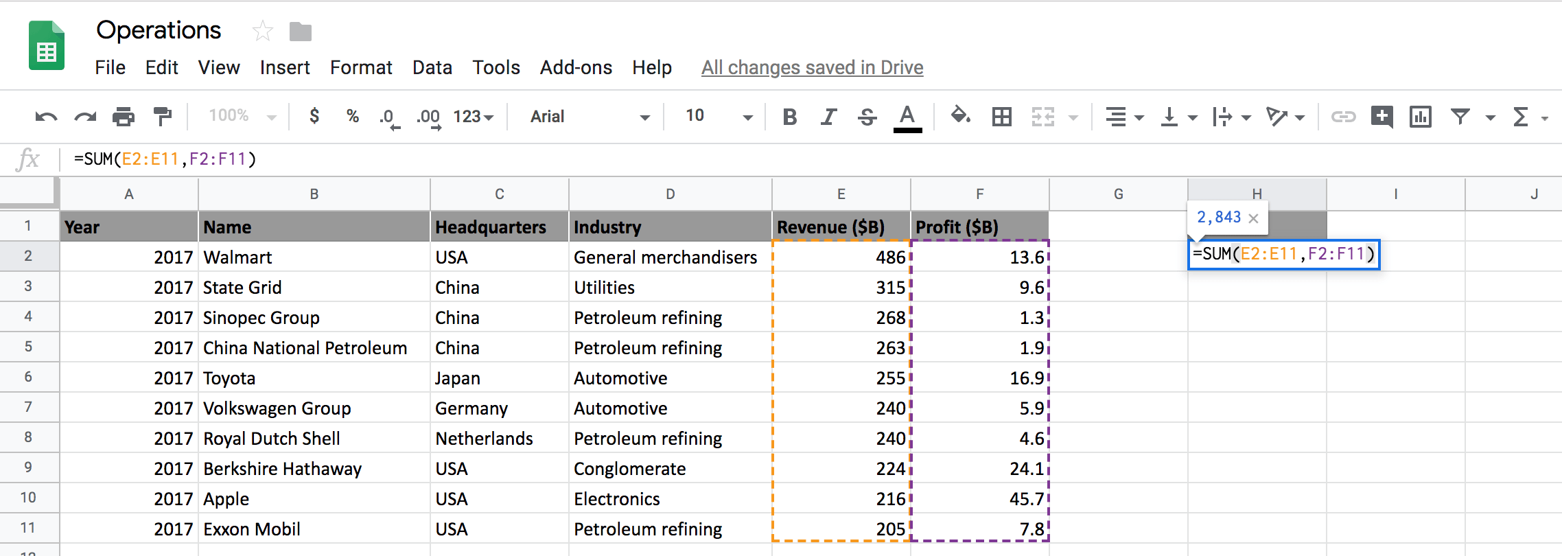 google sheets mathematical operations 3