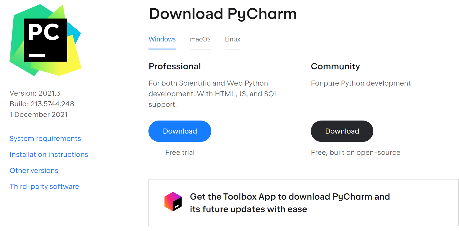JetBrains' website