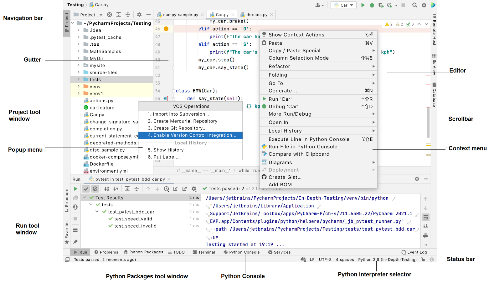 Overview of the user interface