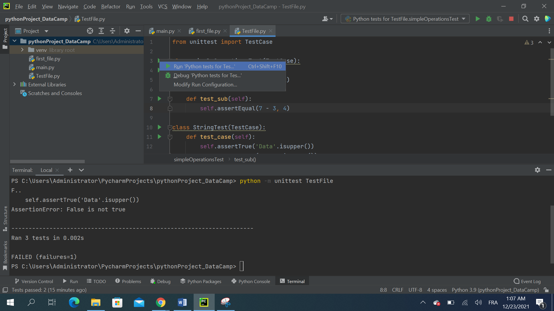 PyCharm run arrows 2