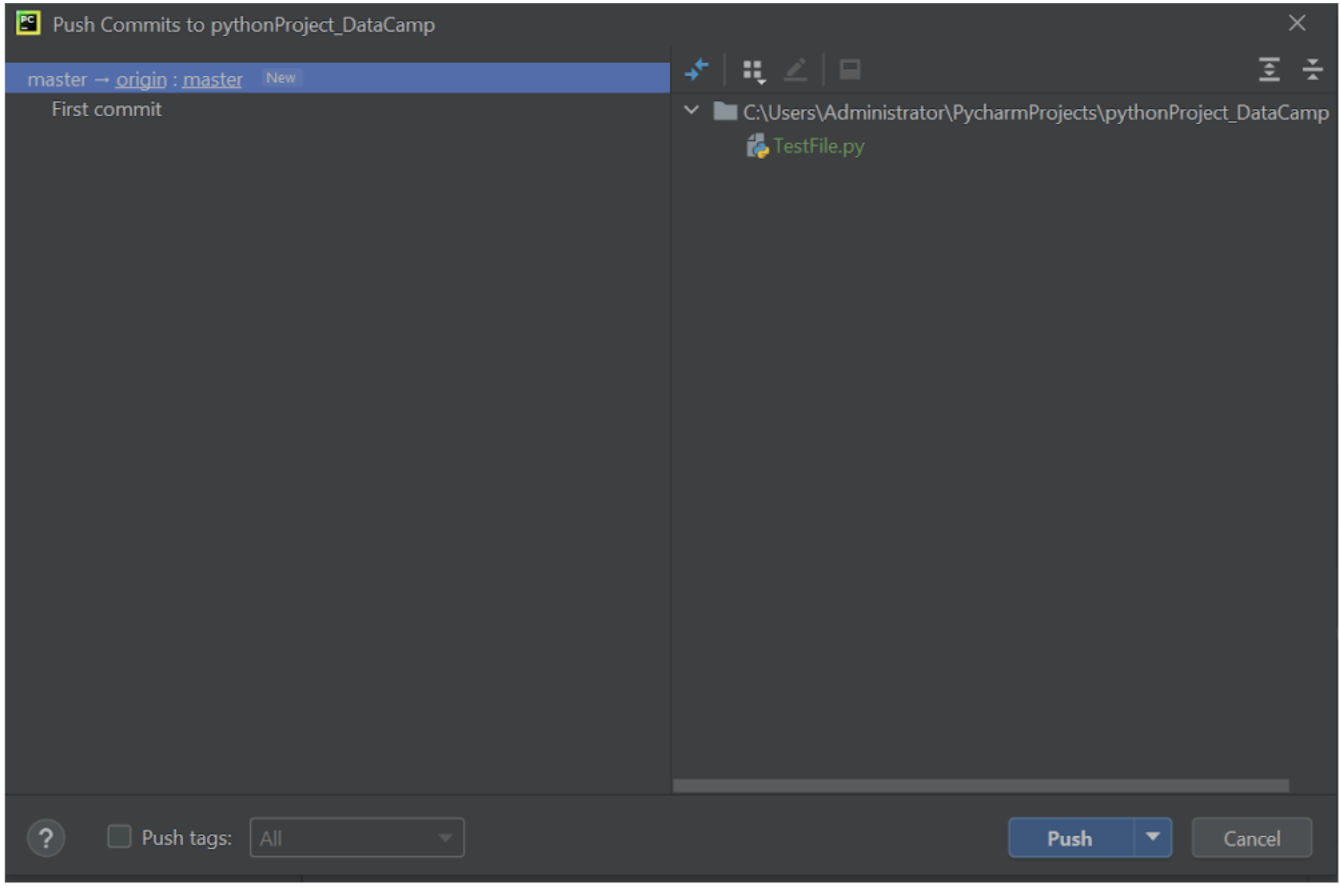 Select Push to complete the operation
