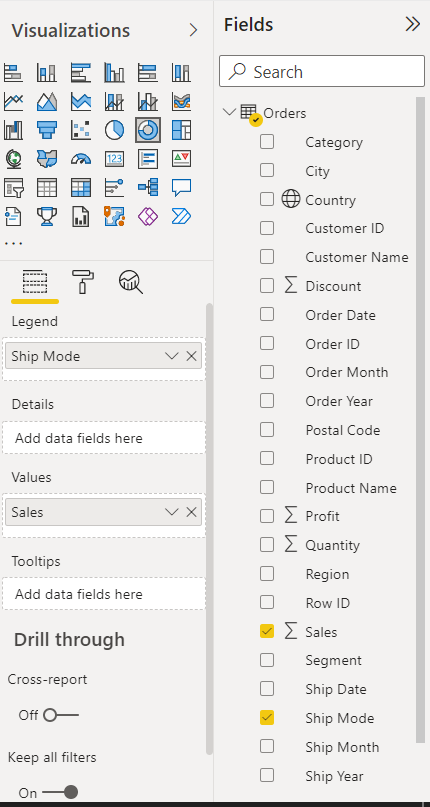 Campo Values de Power BI