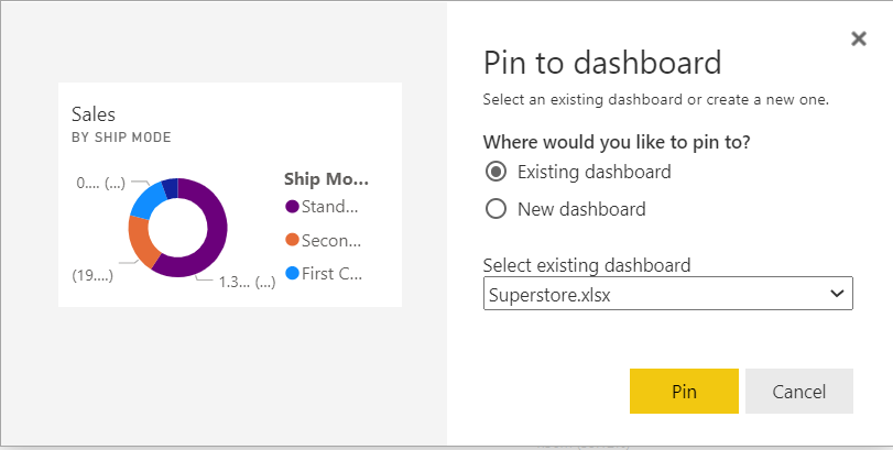 Pin to Dashboard de Power BI